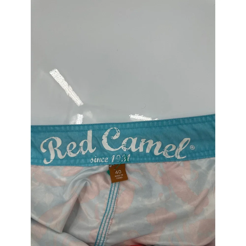 Red Camel Mens Blue Lobster Crab Print Board Shorts Swim Trunks Size 40 Orange